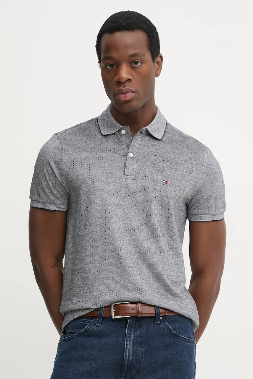 Βαμβακερό μπλουζάκι πόλο Tommy Hilfiger χρώμα: γκρι, MW0MW37525