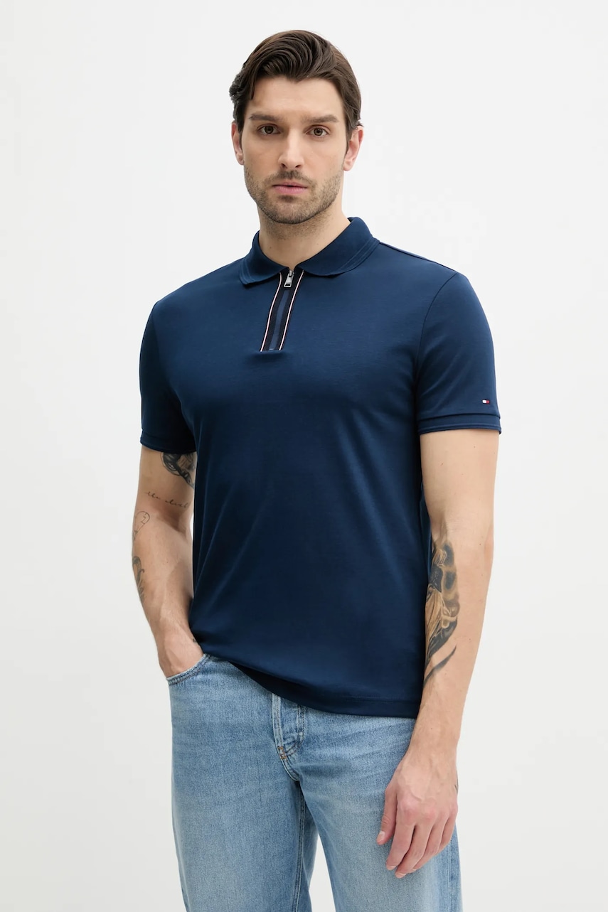Βαμβακερό μπλουζάκι πόλο Tommy Hilfiger χρώμα: μπλε, MW0MW38487