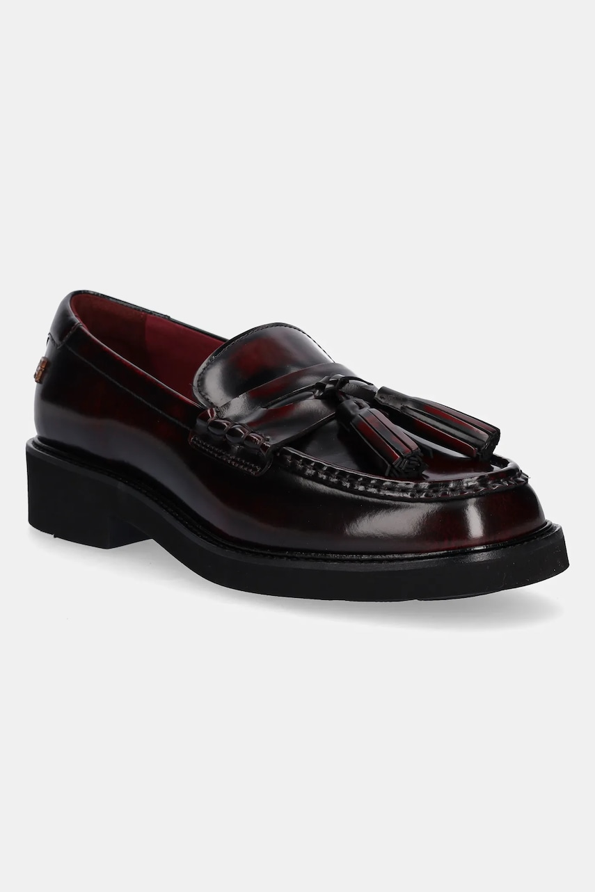 Δερμάτινα μοκασίνια Tommy Hilfiger TASSEL SQUARISH TOE LTHR LOAFER χρώμα: μπορντό, FW0FW08749