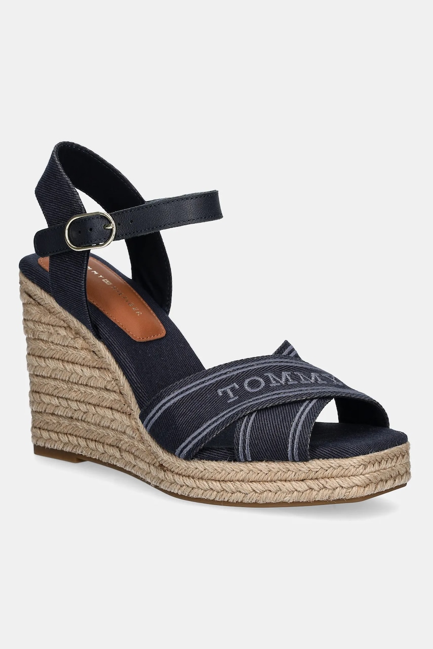 Σανδάλια Tommy Hilfiger TOMMY HILFIGER ESPAD HIGH WEDGE χρώμα: ναυτικό μπλε, FW0FW08668