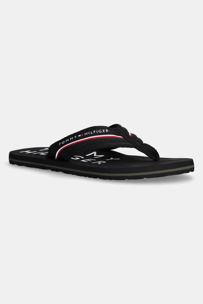 Σαγιονάρες Tommy Hilfiger TOMMY HILFIGER WEB BEACH SANDAL χρώμα: μαύρο, FM0FM05340