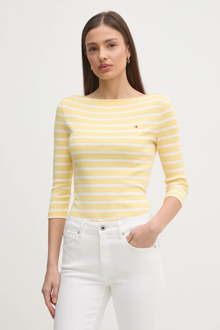 Βαμβακερή μπλούζα με μακριά μανίκια Tommy Hilfiger χρώμα: μαύρο, WW0WW40589