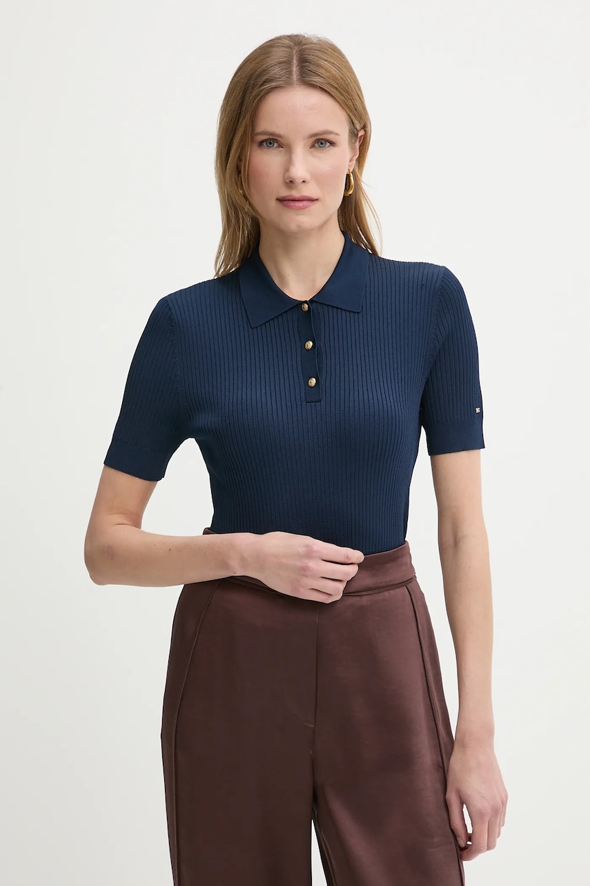 Πόλο Tommy Hilfiger χρώμα: ναυτικό μπλε, WW0WW45511