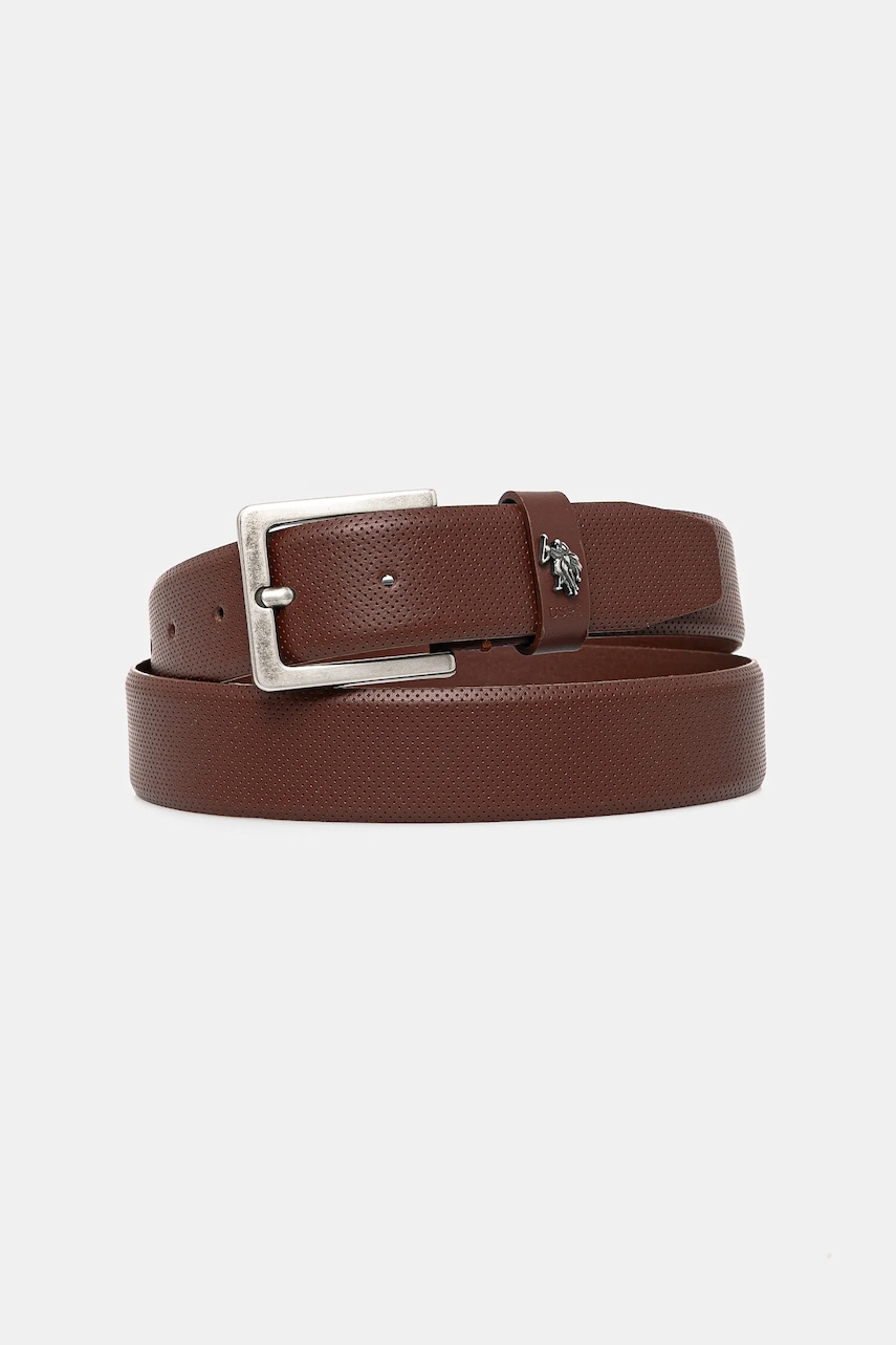 Δερμάτινη ζώνη U.S. Polo Assn. Michigan χρώμα: καφέ, WIUQH2570MHA