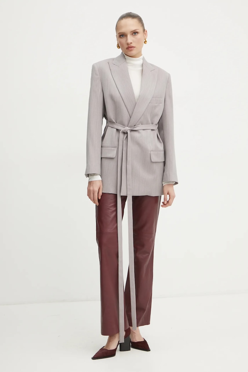 Μάλλινο σακάκι Victoria Beckham χρώμα: γκρι, 1125WJK006092A
