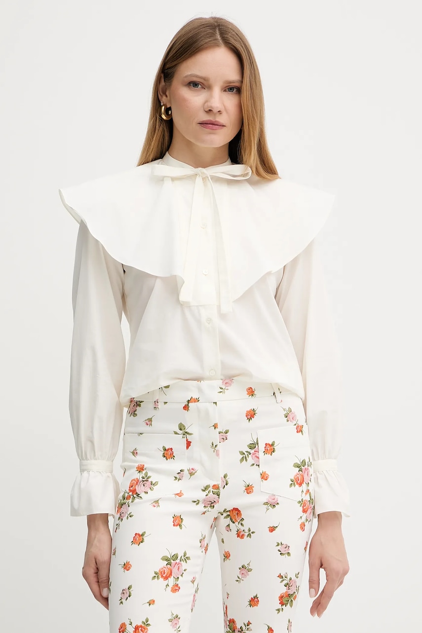 Βαμβακερό πουκάμισο Weekend Max Mara χρώμα: μπεζ, 2515111043600