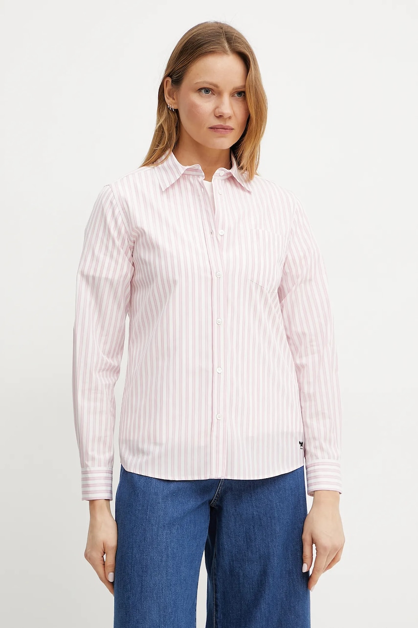 Βαμβακερό πουκάμισο Weekend Max Mara χρώμα: ροζ, 2515111081600