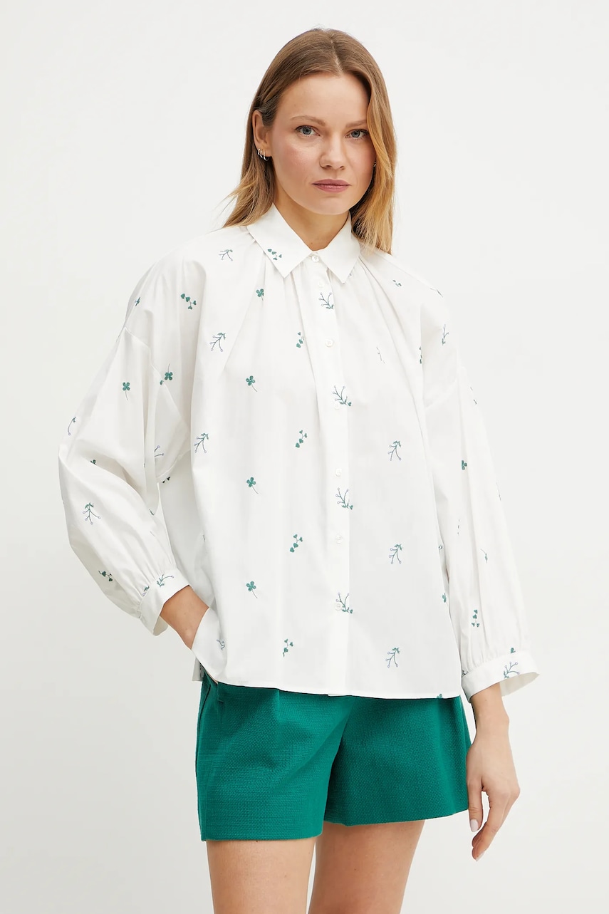 Βαμβακερό πουκάμισο Weekend Max Mara χρώμα: άσπρο, 2515111132600