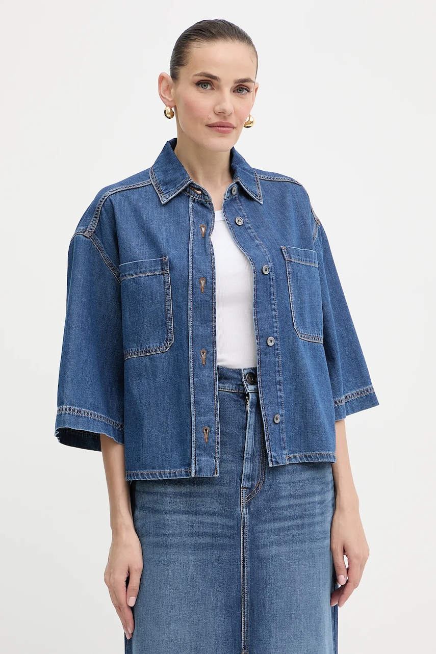 Τζιν πουκάμισο Weekend Max Mara ENZA χρώμα: ναυτικό μπλε, 2525116081600