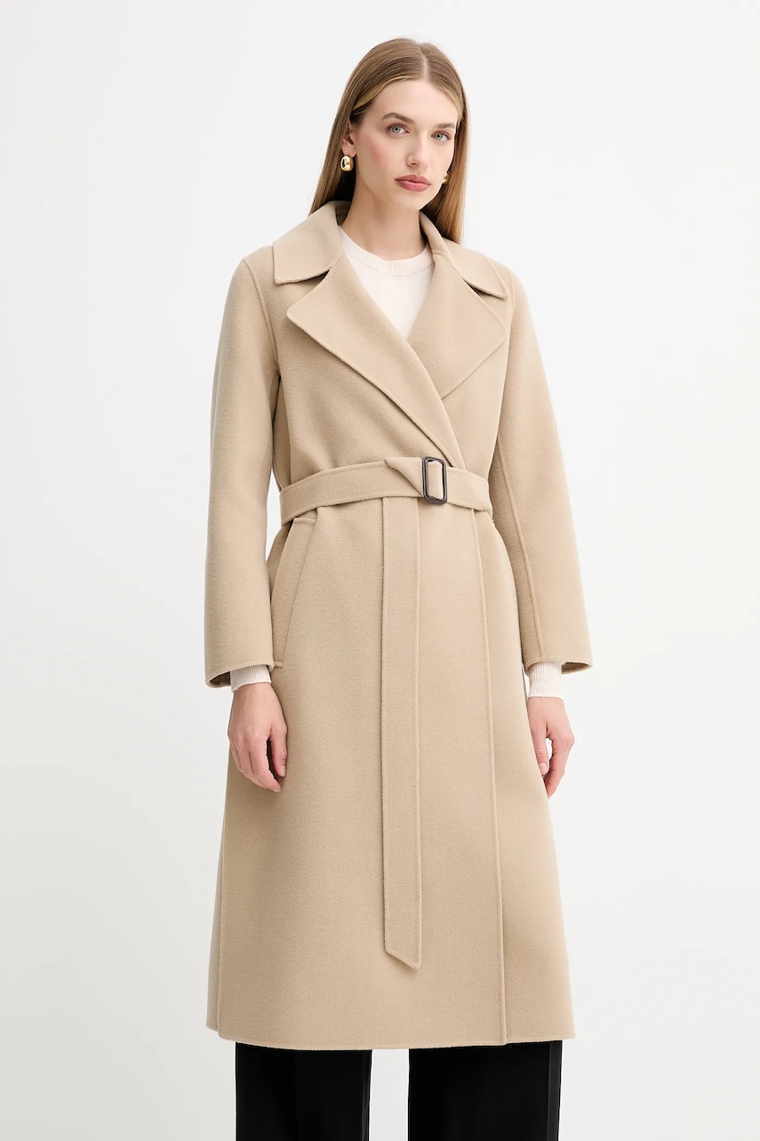 Μάλλινο παλτό Weekend Max Mara MANU χρώμα: μπεζ, 2525016021600