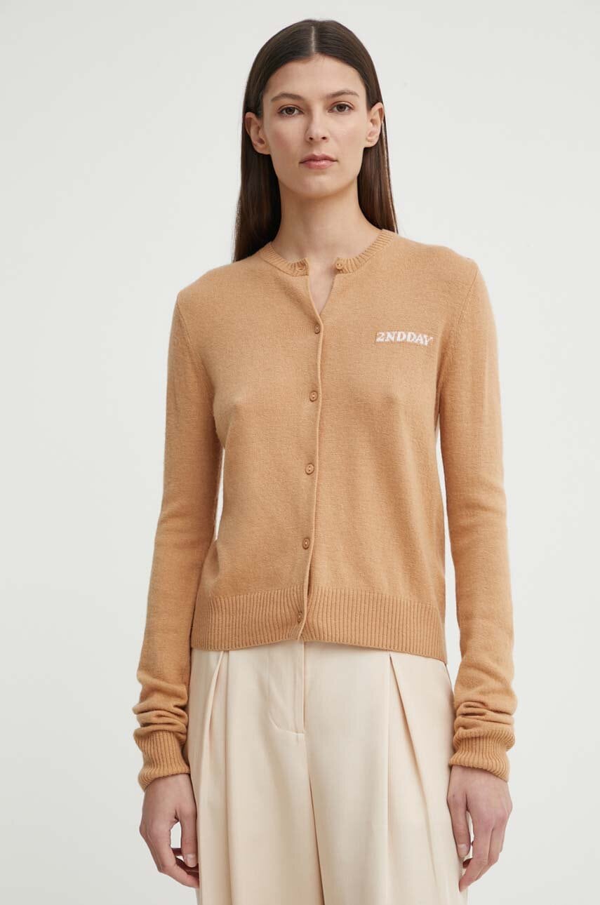 Ζακέτα από μίγμα μαλλιού 2NDDAY 2ND Vinny TT - Soft Wool Blen2ND Vinny TT - Soft Wool Blen χρώμα: καφέ, 2000341408 2000341408