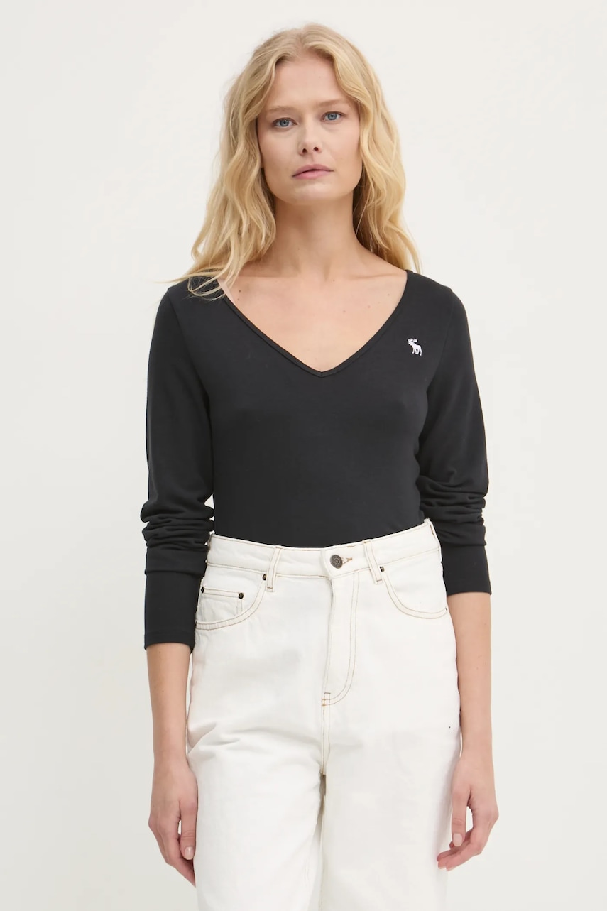 Μακρυμάνικο Abercrombie & Fitch χρώμα: μαύρο, KI139-4666