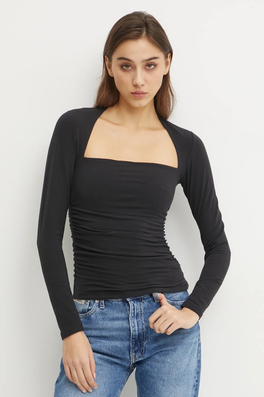 Μακρυμάνικο Abercrombie & Fitch χρώμα: μαύρο, KI139-4893