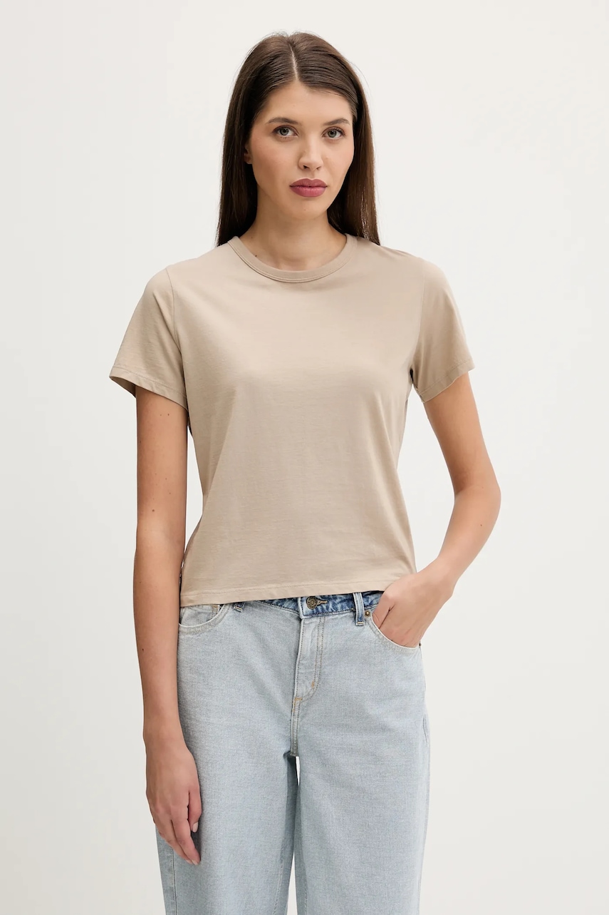 Βαμβακερό μπλουζάκι Abercrombie & Fitch χρώμα: μπεζ, KI139-5439