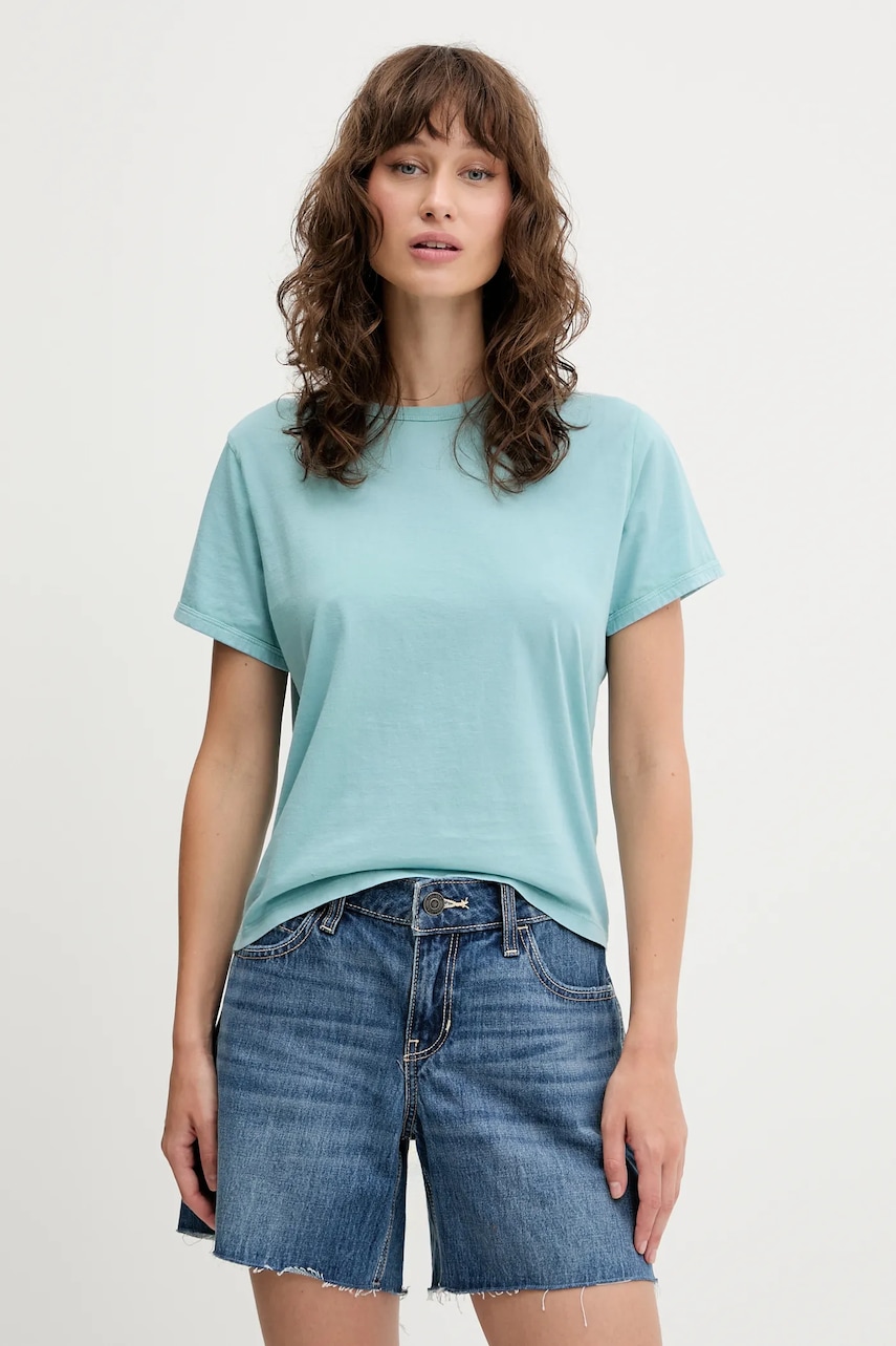 Βαμβακερό μπλουζάκι Abercrombie & Fitch χρώμα: τιρκουάζ, KI139-5527