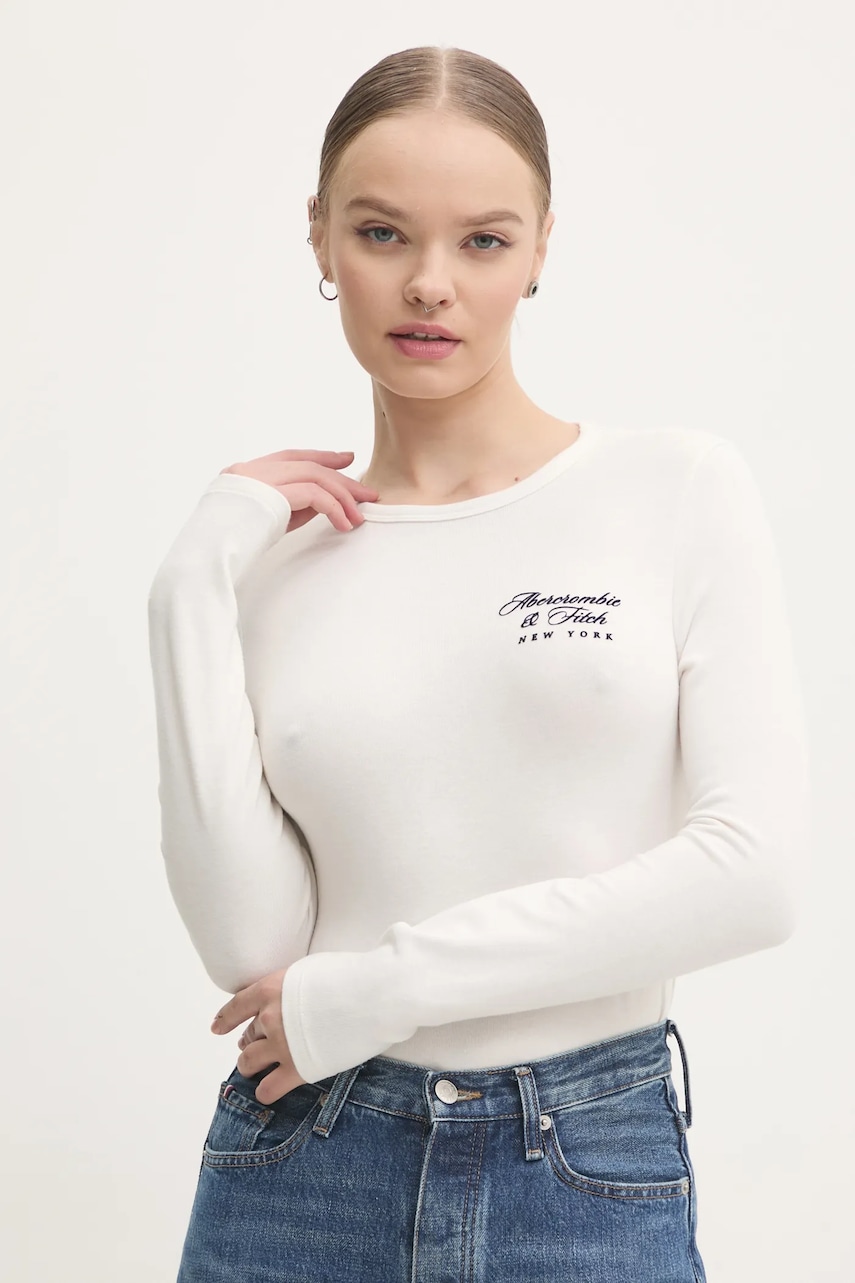 Μακρυμάνικο Abercrombie & Fitch χρώμα: μπεζ, KI157-4309