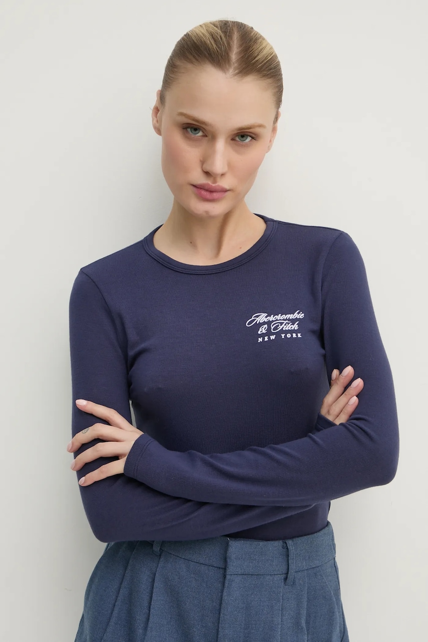 Μακρυμάνικο Abercrombie & Fitch χρώμα: ναυτικό μπλε, KI157-4309