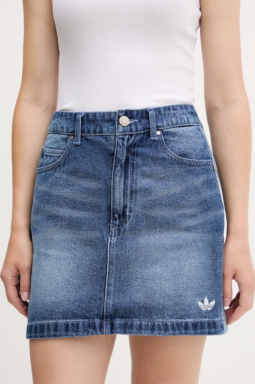 Τζιν φούστα adidas Originals Denim Mini Skt χρώμα: μπλε, JW2649