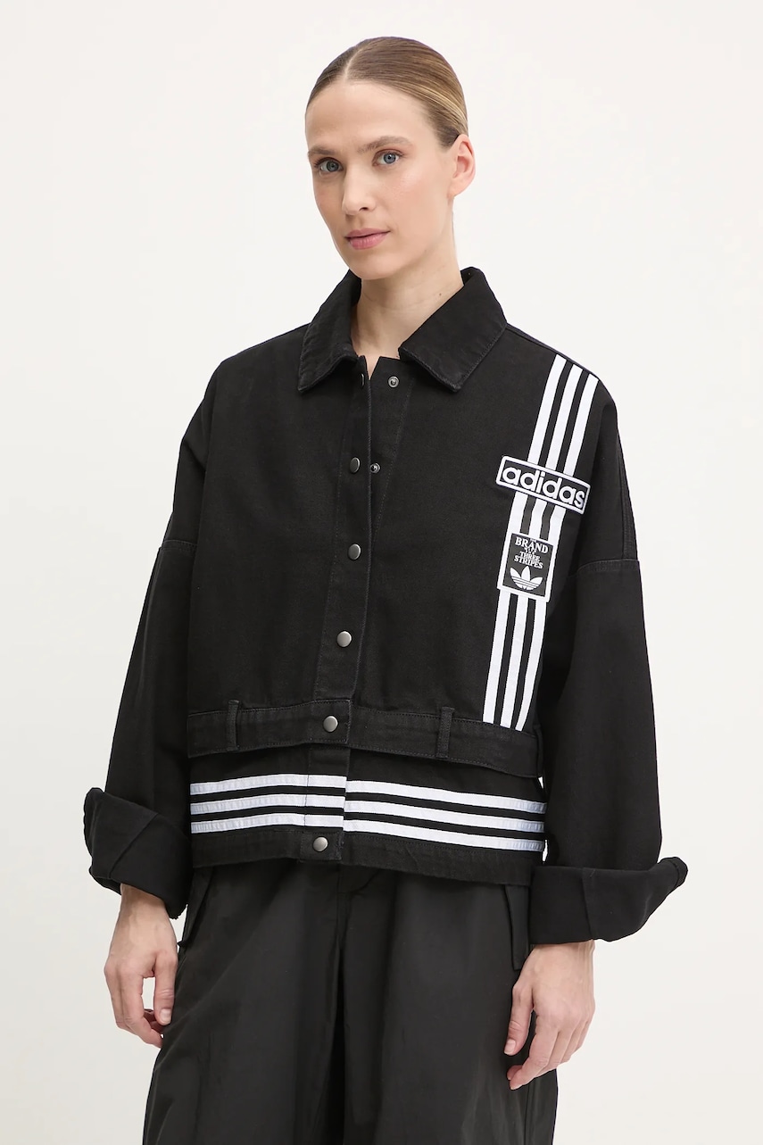 Τζιν μπουφάν adidas Originals DENIM TRACK TOP χρώμα: μαύρο, JJ3095