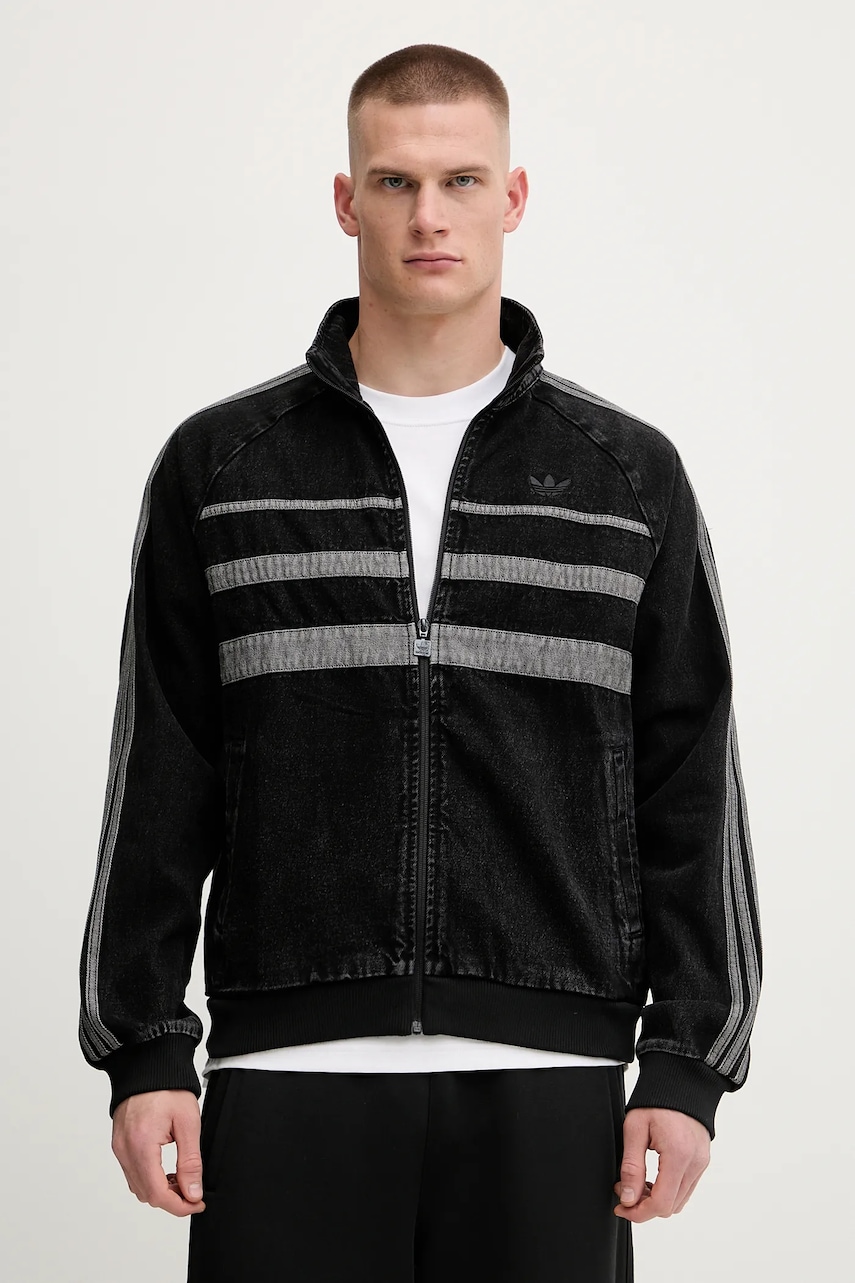 Τζιν φούτερ adidas Originals First TT Denim χρώμα: μαύρο, JW5883