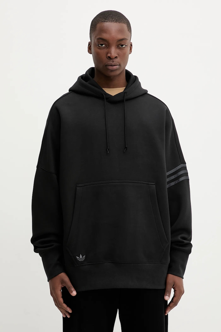 Μπλούζα adidas Originals Neuclassics χρώμα: μαύρο, με κουκούλα, HZ3740