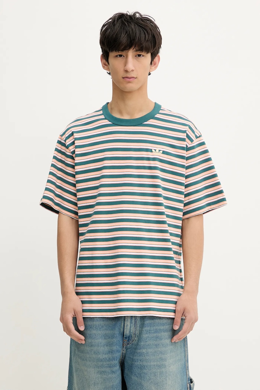 Βαμβακερό μπλουζάκι adidas Originals Stripe Tee ανδρικό, χρώμα: πράσινο, KB8357