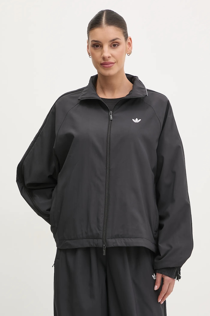 Μπουφάν adidas Originals WOVEN TT ZIP χρώμα: μαύρο, JX9204