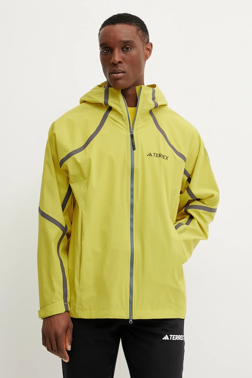 Αδιάβροχο μπουφάν adidas TERREX x National Geographic ανδρικό, χρώμα: κίτρινο, JD5834