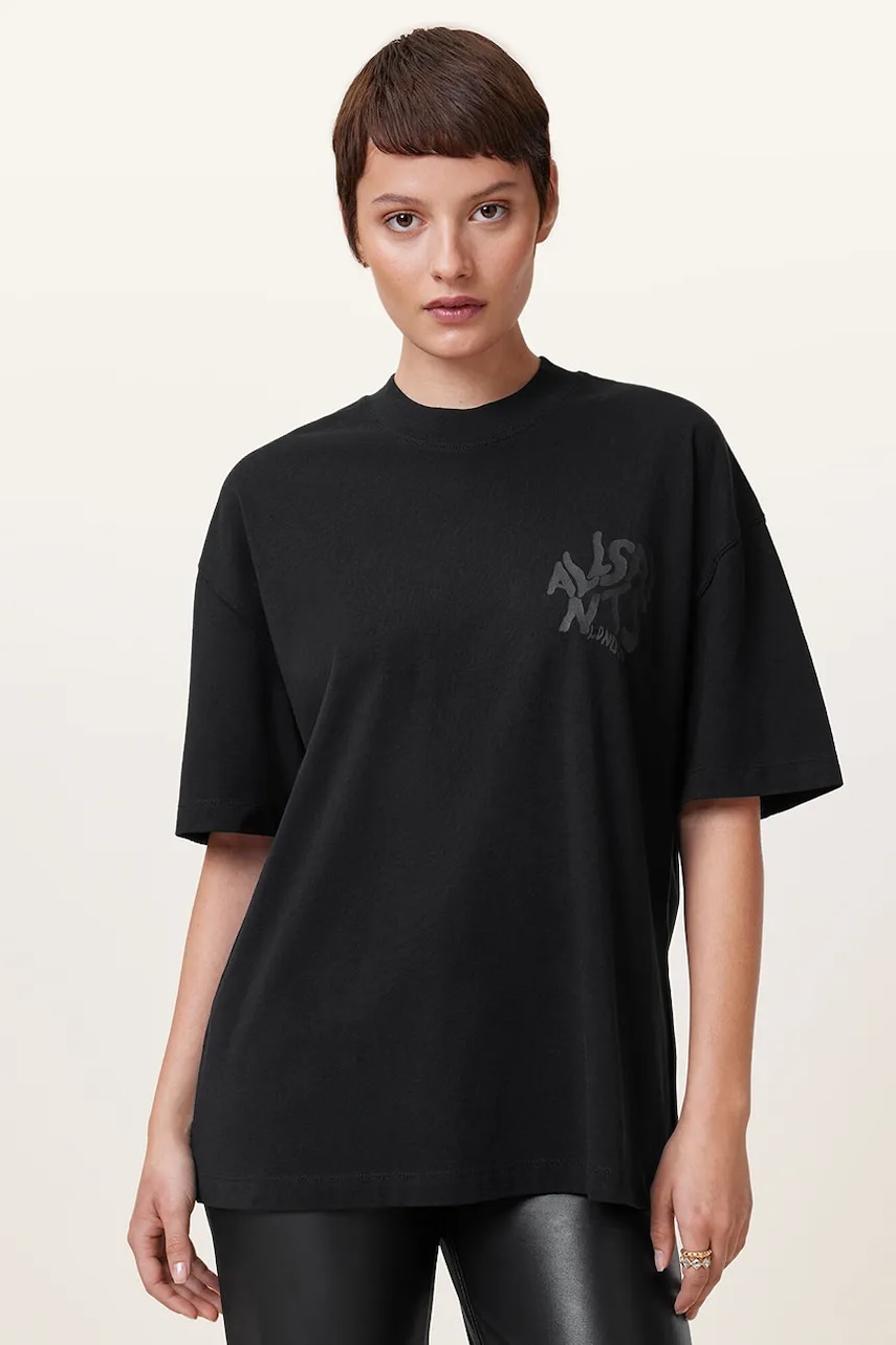Βαμβακερό μπλουζάκι AllSaints ORLANDO ETTA χρώμα: μαύρο, W267JB