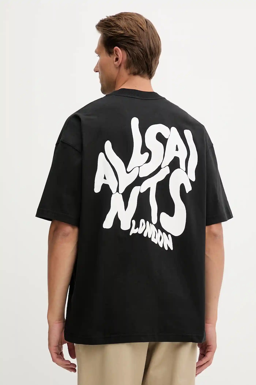 Βαμβακερό μπλουζάκι AllSaints ORLANDO ανδρικό, χρώμα: πράσινο, M066PC