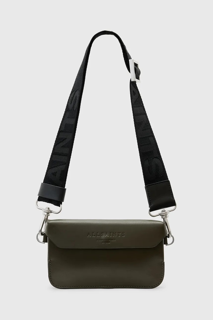 Δερμάτινη τσάντα AllSaints ZOE CROSSBODY χρώμα: πράσινο, W312XB
