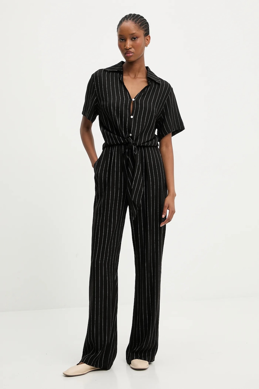 Πουκάμισο και παντελόνι με λινό ύφασμα Answear.LAB χρώμα: μαύρο