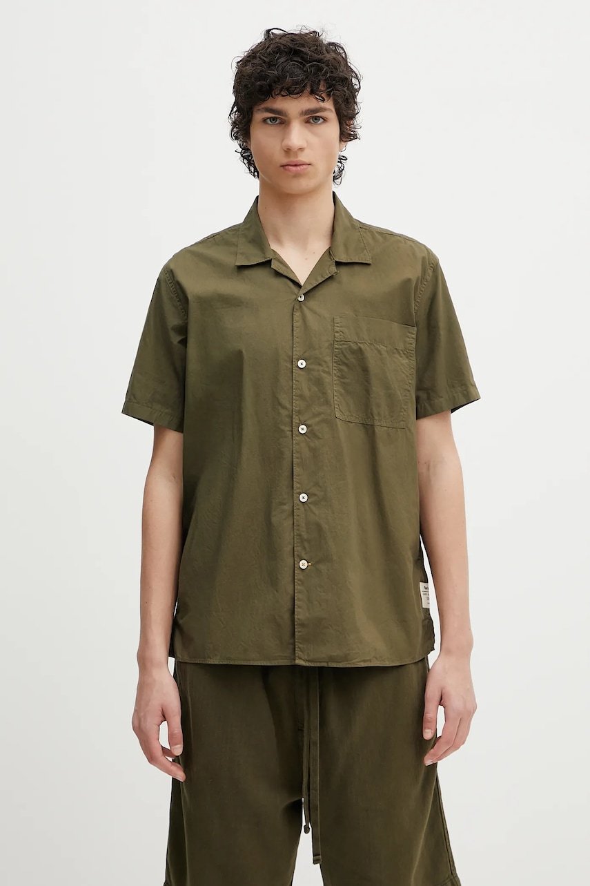 Βαμβακερό πουκάμισο Barbour Barbour Holywell Poplin S/S Relaxed Fit Shirt ανδρικό, χρώμα: πράσινο, MSH5603