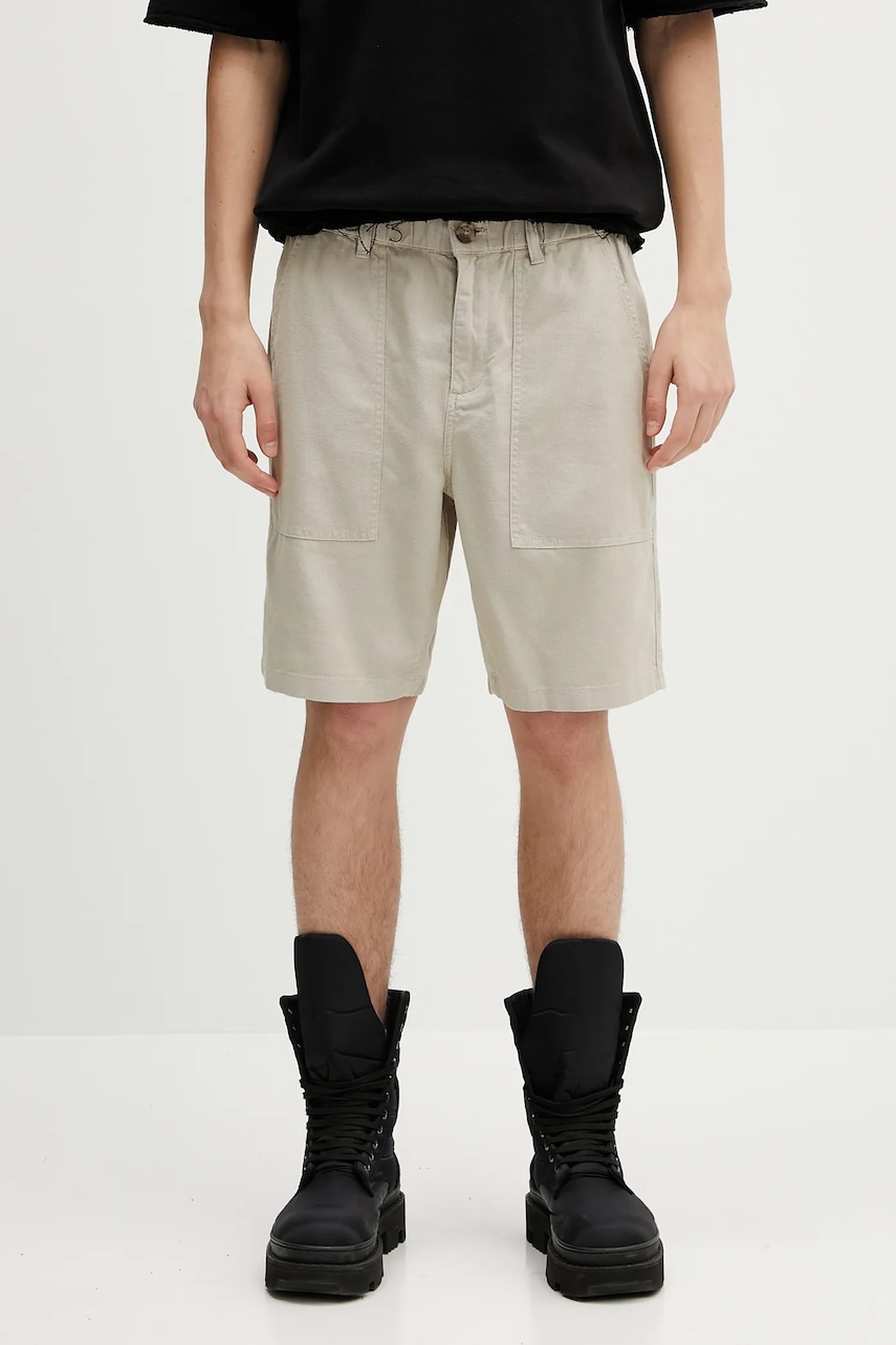 Σορτς Barbour Barbour Natural Linen Blend Short χρώμα: μπεζ, MST0064