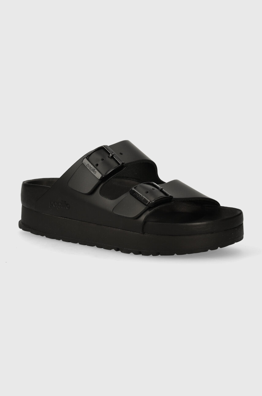 Δερμάτινες παντόφλες Birkenstock BIRKENSTOCK X PAPILLIO Arizona Platform Exq γυναικείες, χρώμα: μαύρο, 1026918