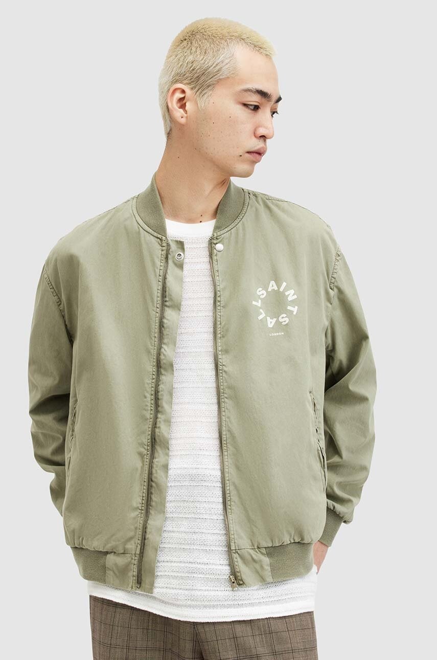 Μπουφάν bomber AllSaints TIERRA FADED BOMBER ανδρικό, χρώμα: πράσινο, M006OA