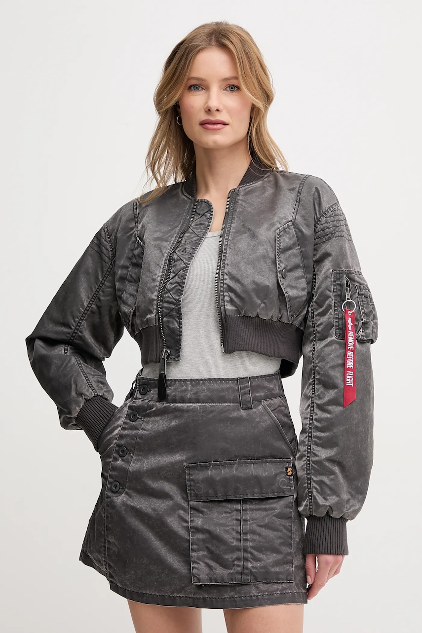 Μπουφάν bomber Alpha Industries MA-1 Vintage Cropped Wmn χρώμα: γκρι, 156002
