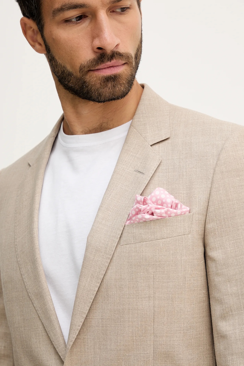 Μεταξωτό μαντήλι τσέπης BOSS BECKHAM X BOSS χρώμα: ροζ, 50549107