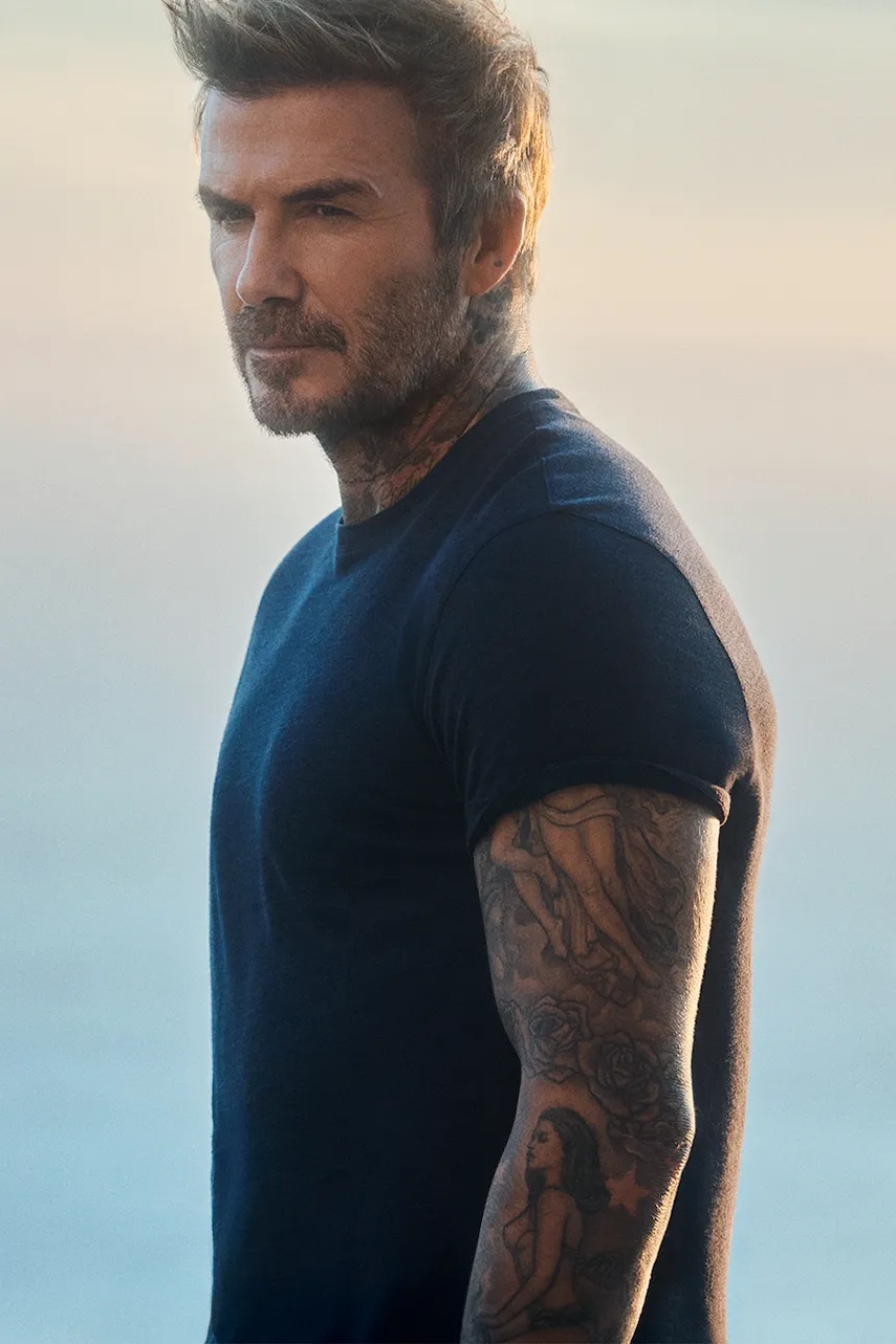 Λευκό μπλουζάκι BOSS BECKHAM X BOSS ανδρικό, χρώμα: ναυτικό μπλε, 50552243