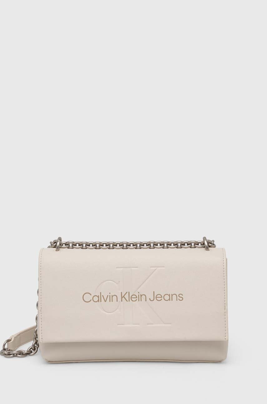 Τσάντα Calvin Klein Jeans χρώμα: μπεζ, K60K612221