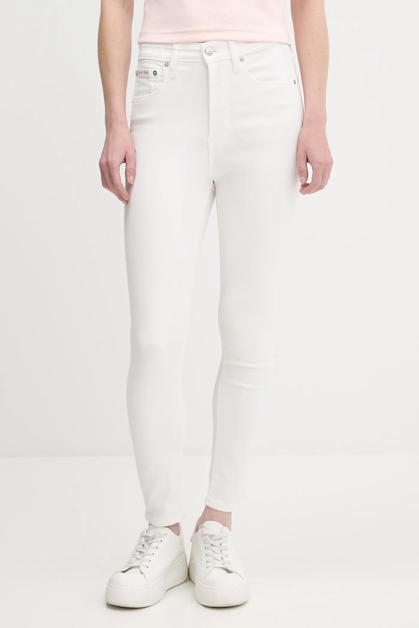 Τζιν παντελόνι Calvin Klein Jeans χρώμα: άσπρο, LV047B795G