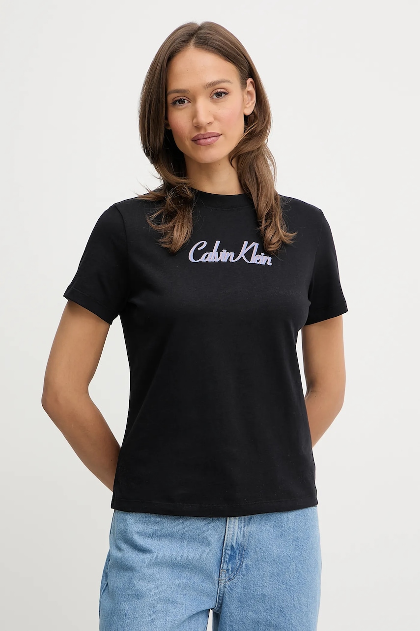 Βαμβακερό μπλουζάκι Calvin Klein Jeans χρώμα: μαύρο, LV047C854G