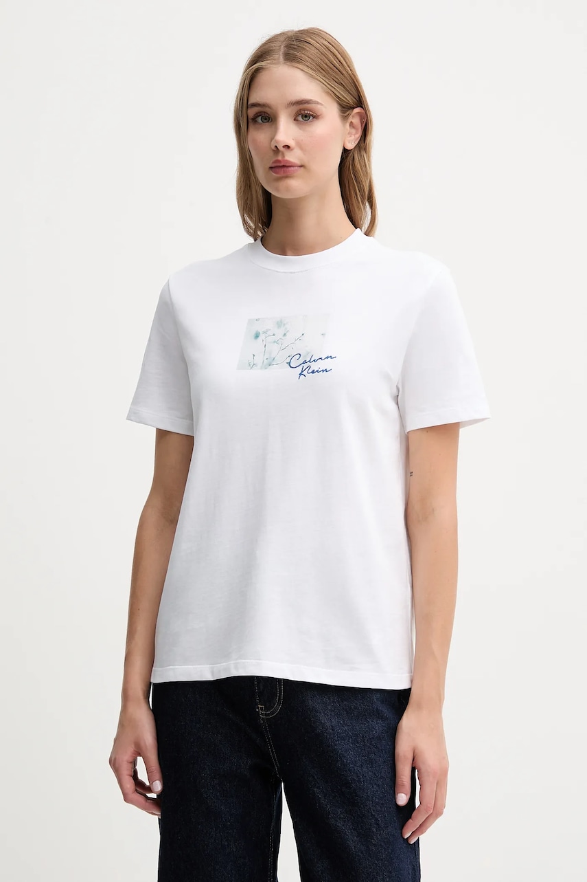Βαμβακερό μπλουζάκι Calvin Klein Jeans χρώμα: άσπρο, LV047C855G