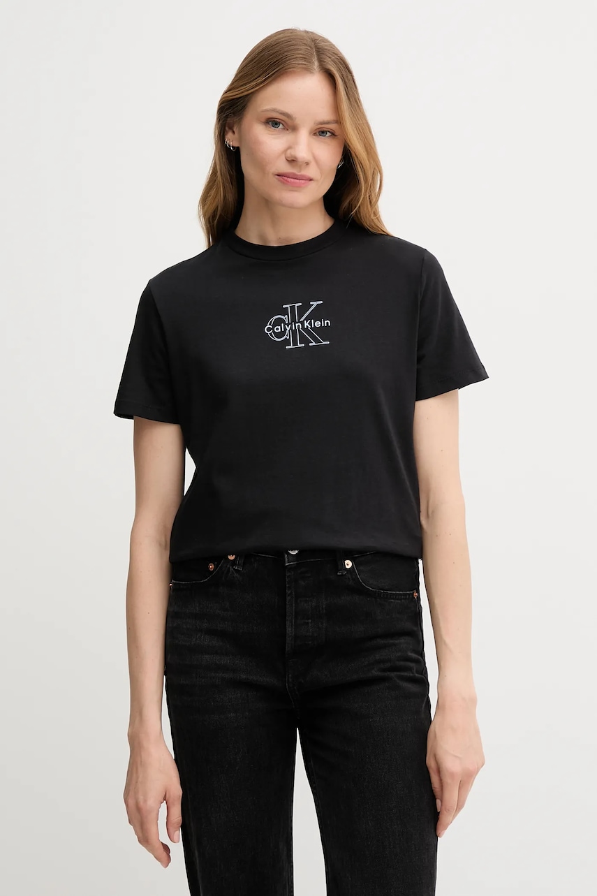 Βαμβακερό μπλουζάκι Calvin Klein Jeans χρώμα: μαύρο, LV047C863G