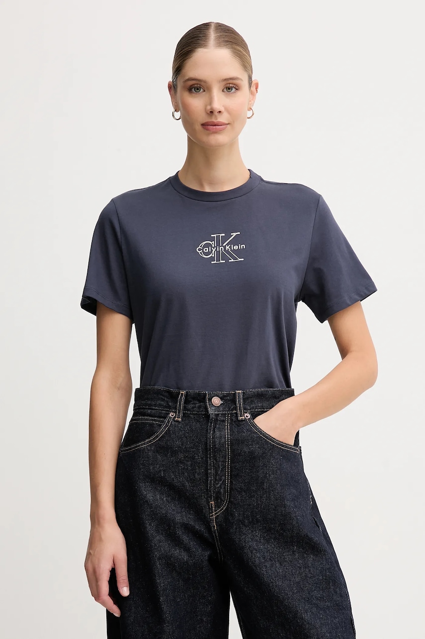 Βαμβακερό μπλουζάκι Calvin Klein Jeans χρώμα: ναυτικό μπλε, LV047D873G