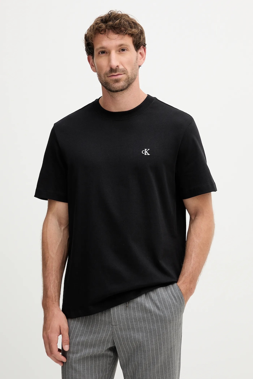 Βαμβακερό μπλουζάκι Calvin Klein Jeans ανδρικά, χρώμα: μαύρο, LV04RC275G
