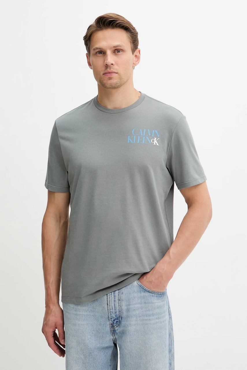Βαμβακερό μπλουζάκι Calvin Klein Jeans ανδρικό, χρώμα: γκρι, LV04RC844G