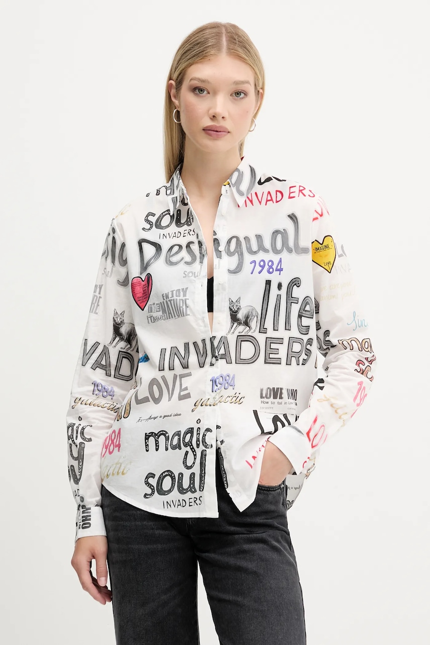 Βαμβακερό πουκάμισο Desigual SOUL χρώμα: γκρι, 25WWCW10