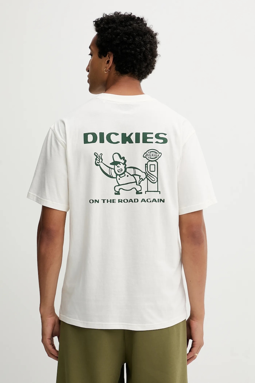 Βαμβακερό μπλουζάκι Dickies ανδρικό, χρώμα: μπεζ, DK0A87QI