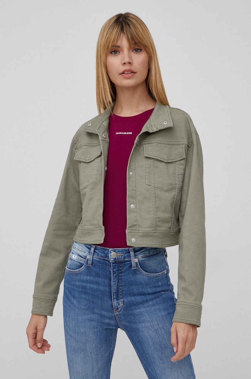 Μπουφάν DKNY γυναικεία, χρώμα: πράσινο,